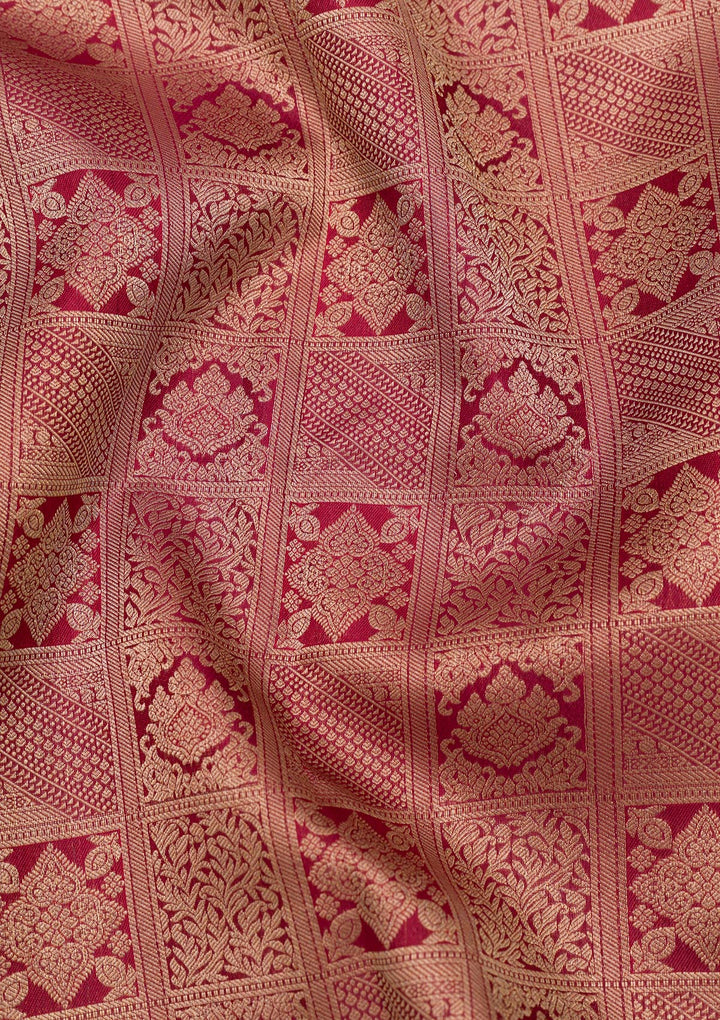 Maroon Zariwork Pure Silk Saree-Koskii
