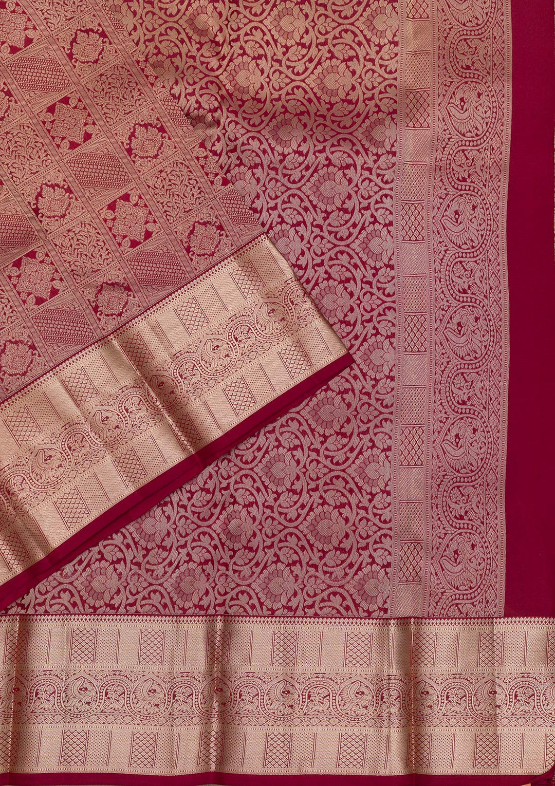 Maroon Zariwork Pure Silk Saree-Koskii