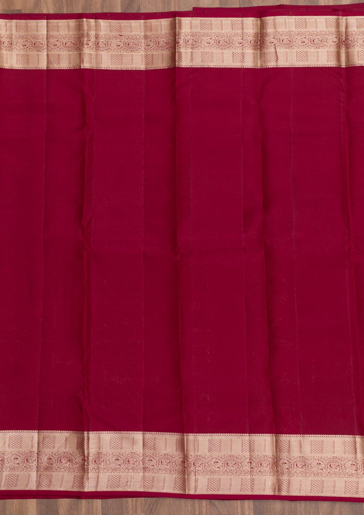 Maroon Zariwork Pure Silk Saree-Koskii