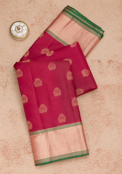 Maroon Zariwork Pure Silk Saree-Koskii