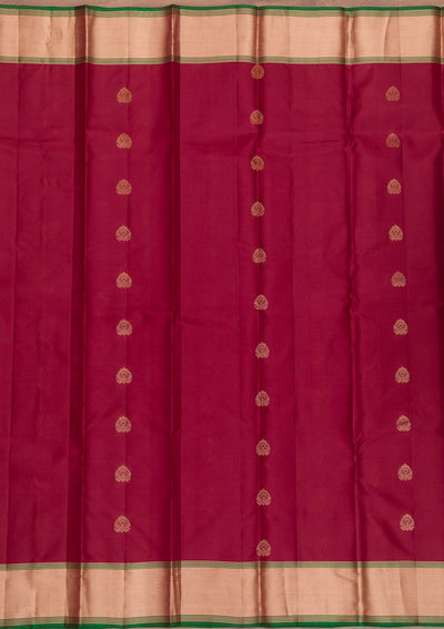 Maroon Zariwork Pure Silk Saree-Koskii