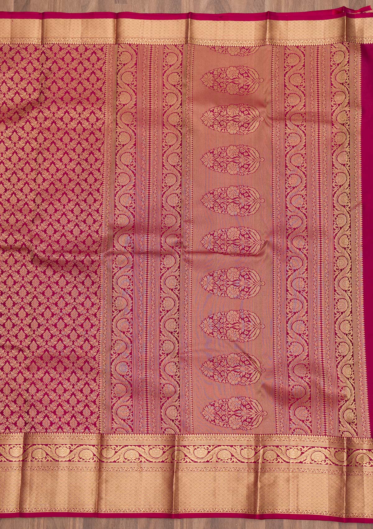 Maroon Zariwork Pure Silk Saree-Koskii