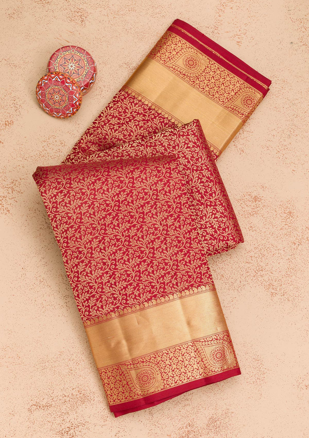 Maroon Zariwork Pure Silk Saree-Koskii