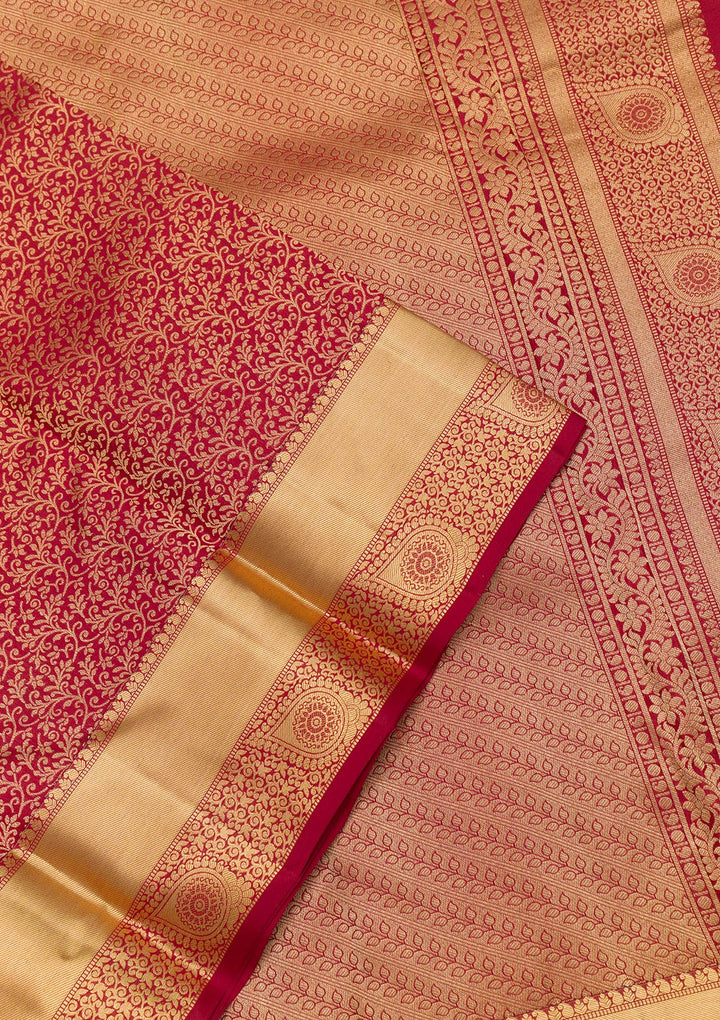 Maroon Zariwork Pure Silk Saree-Koskii