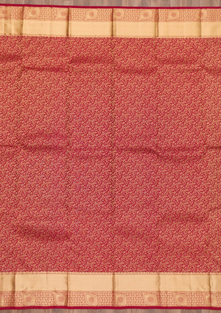 Maroon Zariwork Pure Silk Saree-Koskii