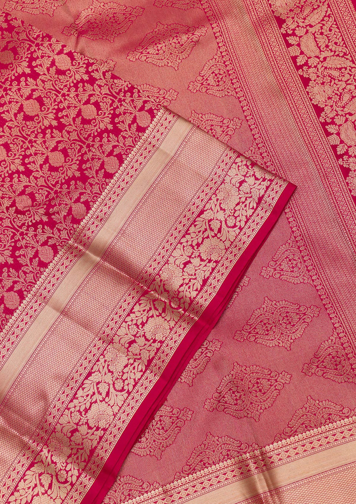 Maroon Zariwork Pure Silk Saree-Koskii