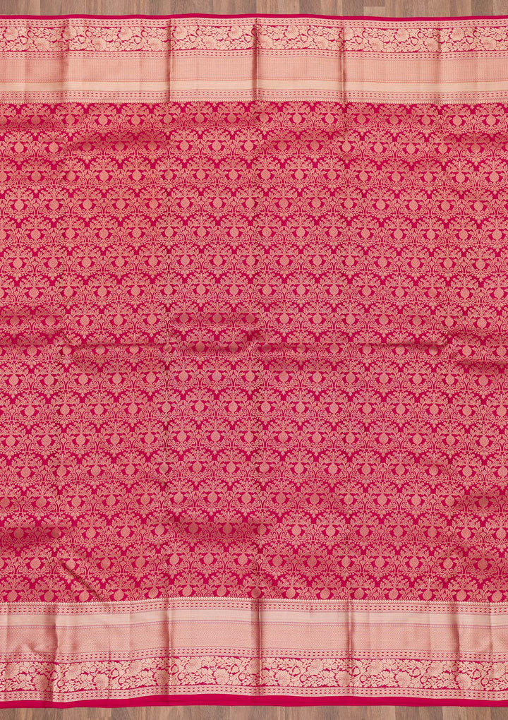 Maroon Zariwork Pure Silk Saree-Koskii