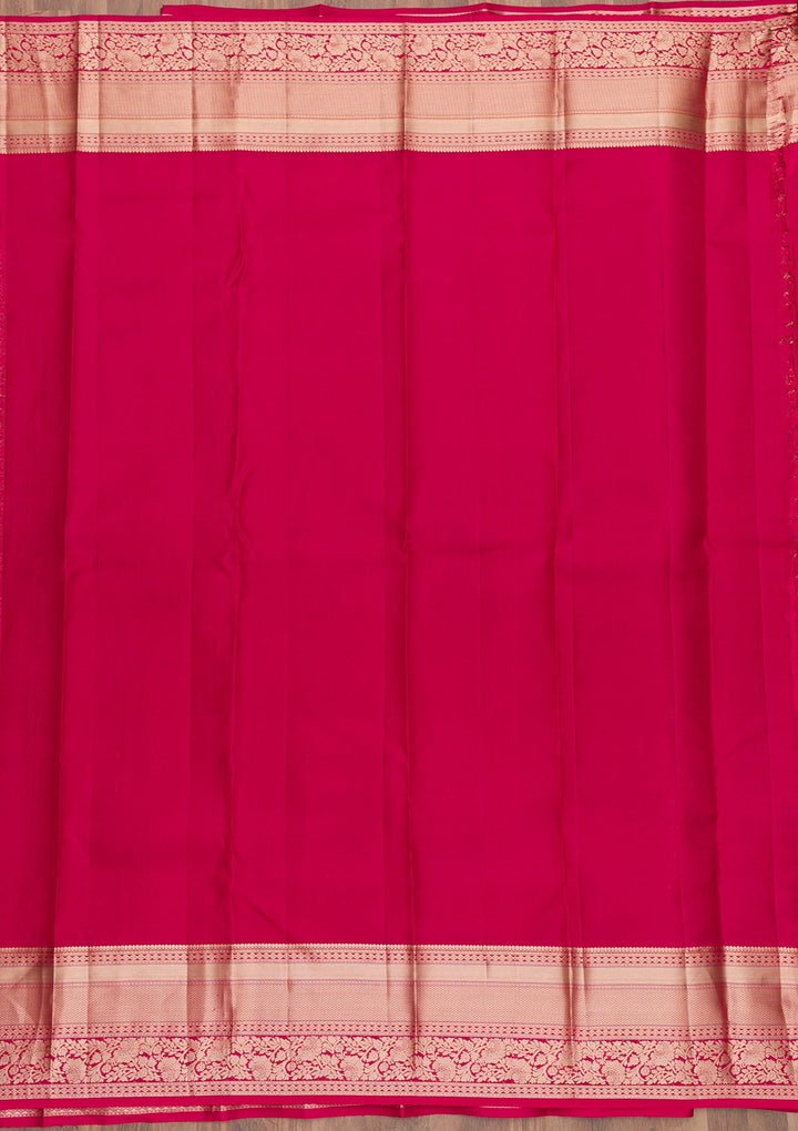 Maroon Zariwork Pure Silk Saree-Koskii