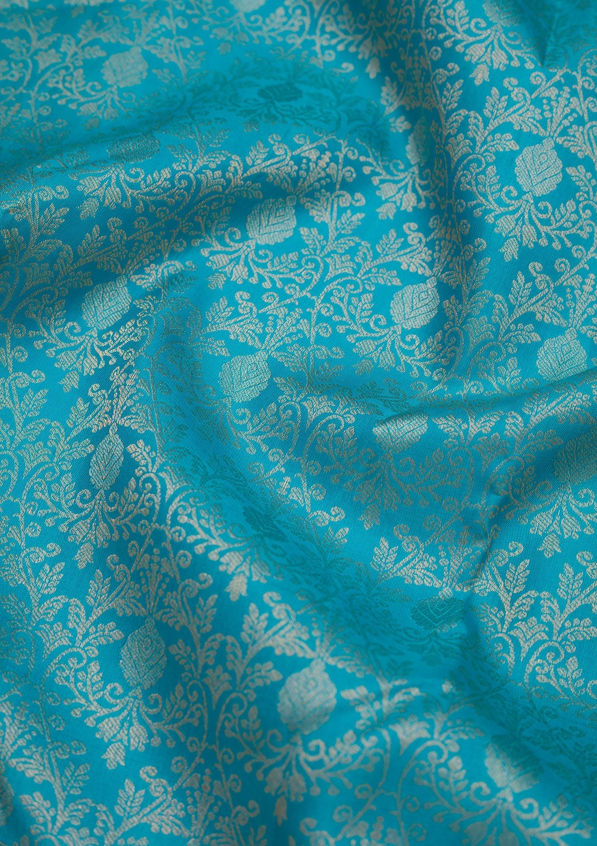 Turquoise Blue Zariwork Pure Silk Saree-Koskii