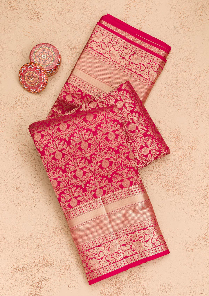 Maroon Zariwork Pure Silk Saree-Koskii