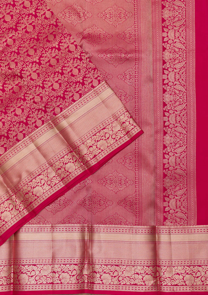 Maroon Zariwork Pure Silk Saree-Koskii