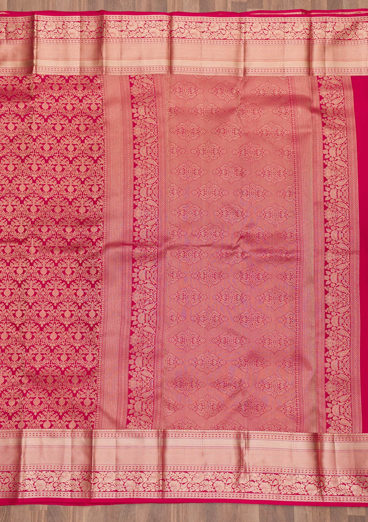 Maroon Zariwork Pure Silk Saree-Koskii