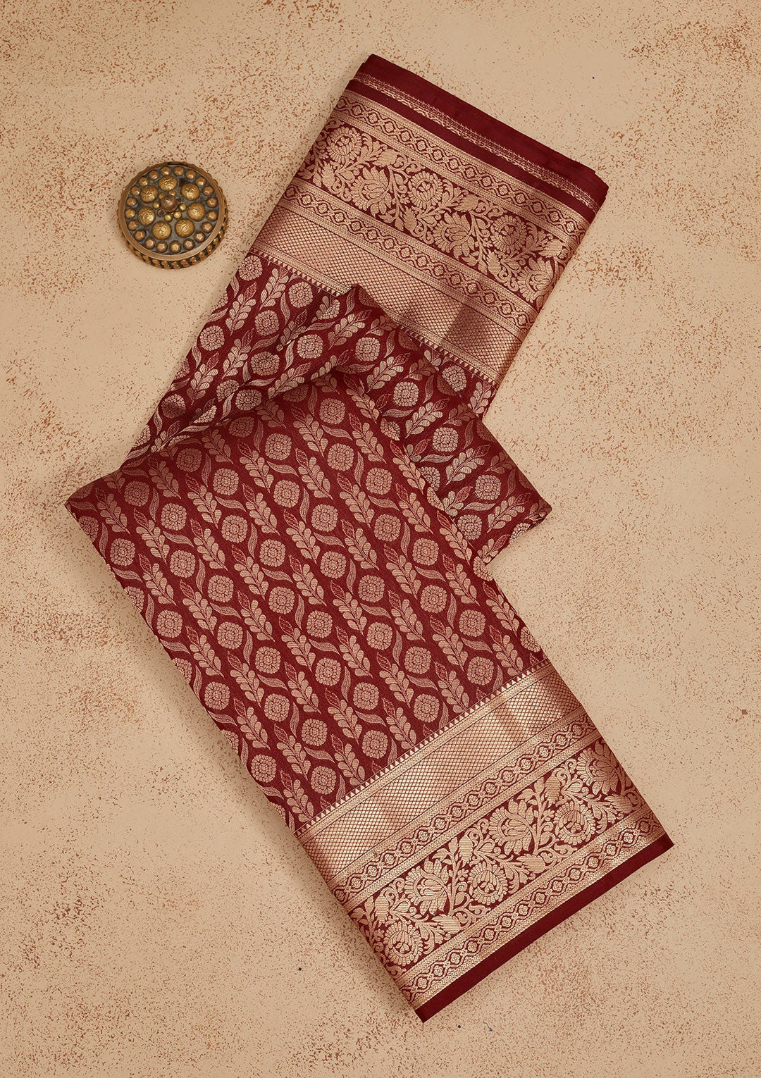 Maroon Zariwork Pure Silk Saree-Koskii