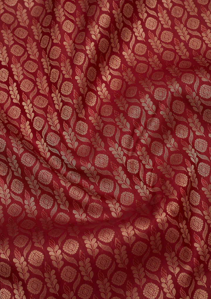 Maroon Zariwork Pure Silk Saree-Koskii