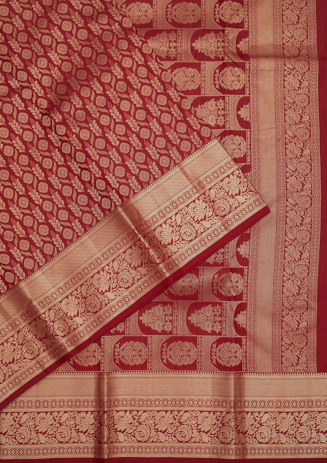 Maroon Zariwork Pure Silk Saree-Koskii