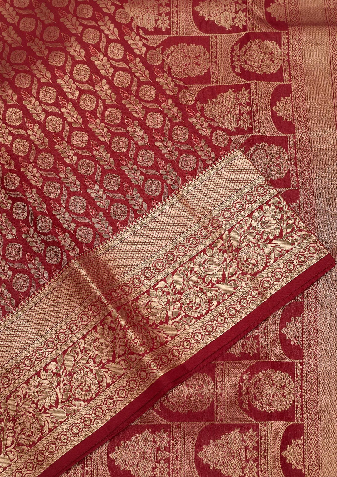 Maroon Zariwork Pure Silk Saree-Koskii