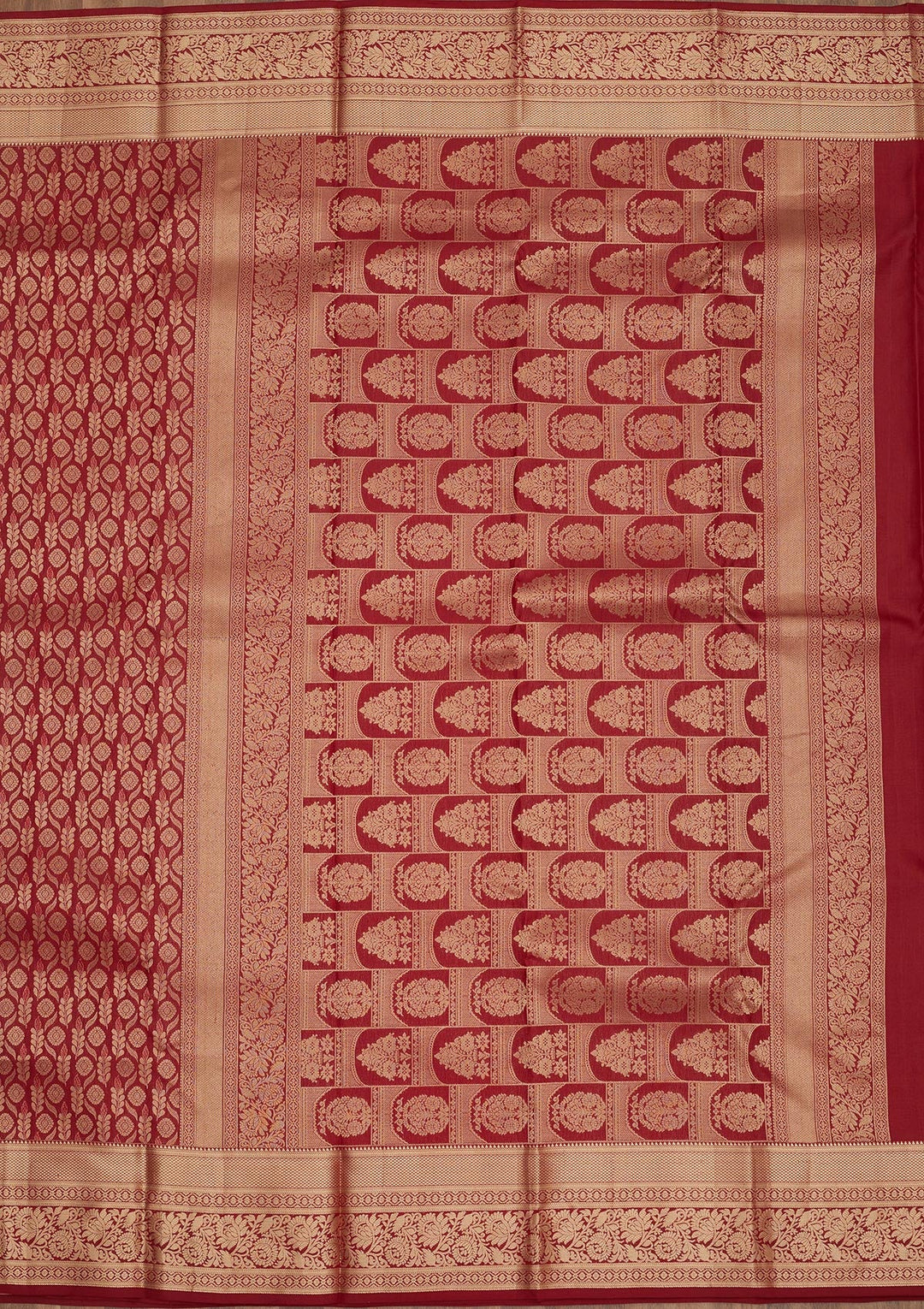 Maroon Zariwork Pure Silk Saree-Koskii