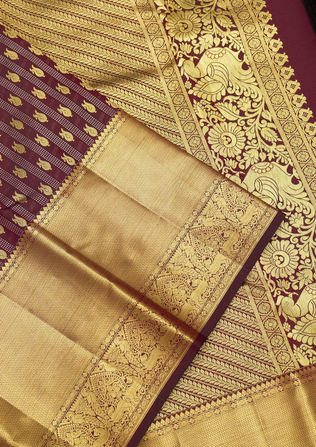 Maroon Zariwork Pure Silk Saree-Koskii