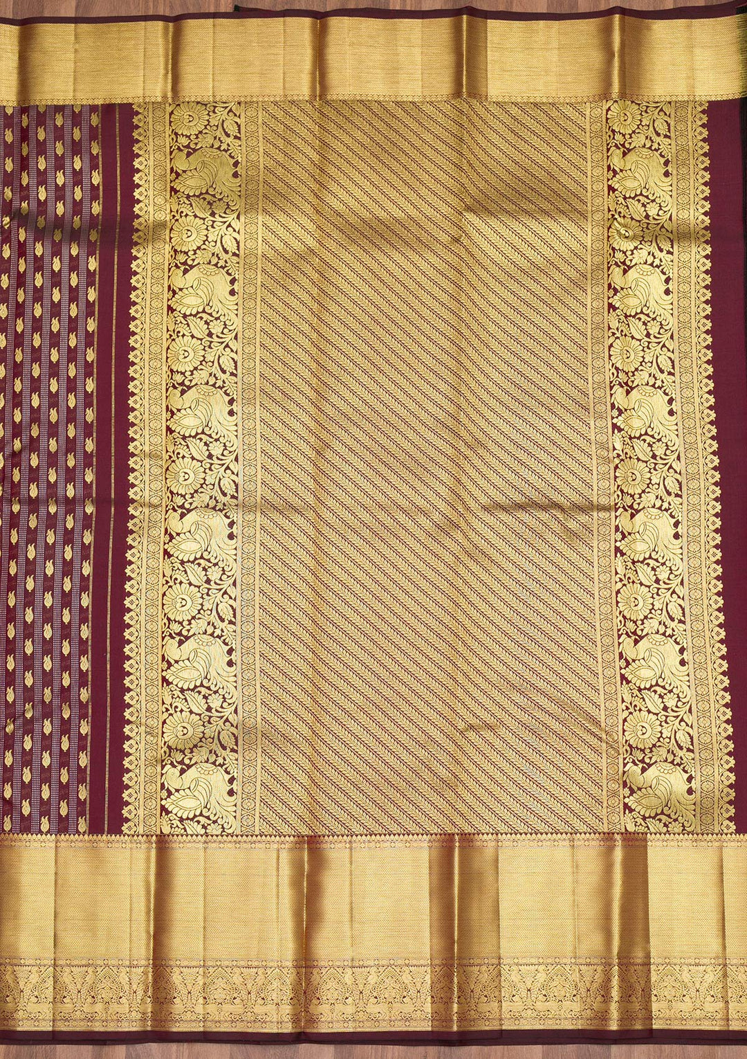 Maroon Zariwork Pure Silk Saree-Koskii