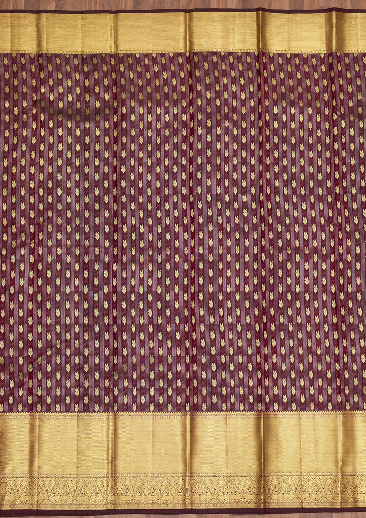 Maroon Zariwork Pure Silk Saree-Koskii
