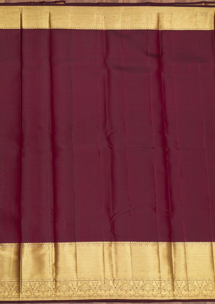 Maroon Zariwork Pure Silk Saree-Koskii