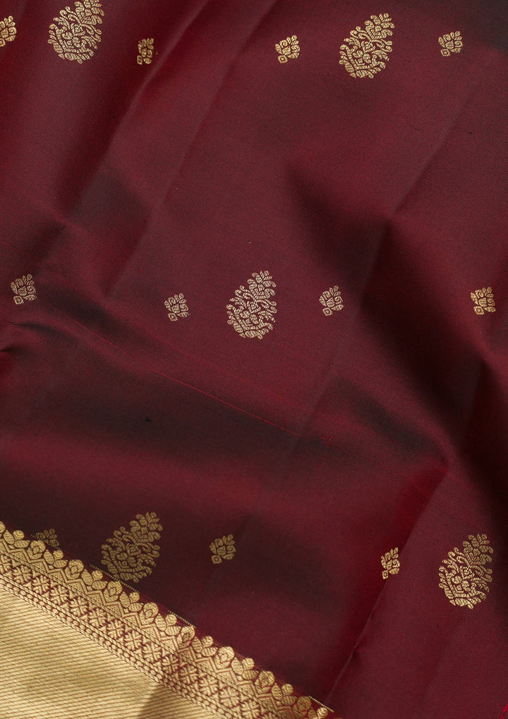 Maroon Zariwork Pure Silk Saree-Koskii