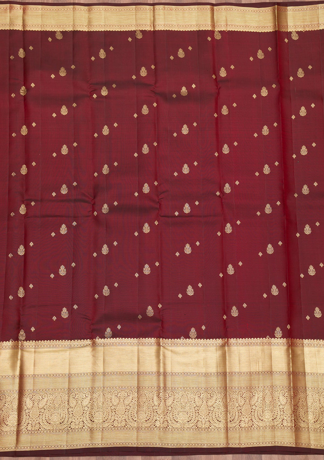 Maroon Zariwork Pure Silk Saree-Koskii