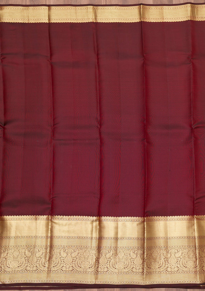 Maroon Zariwork Pure Silk Saree-Koskii