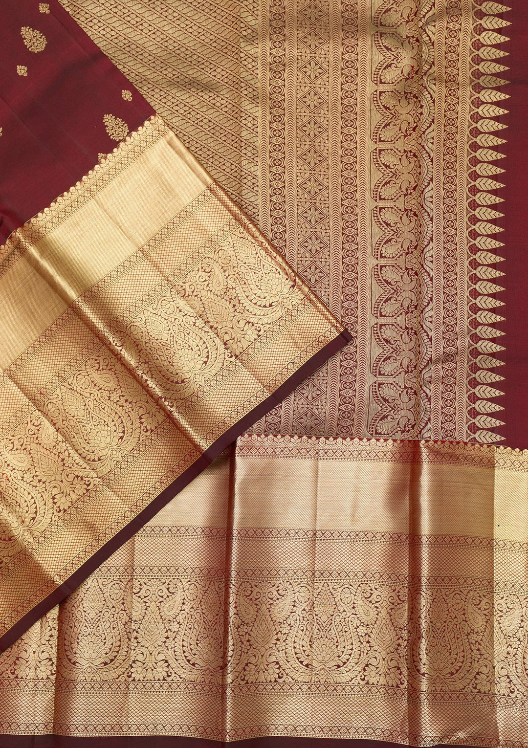 Maroon Zariwork Pure Silk Saree-Koskii