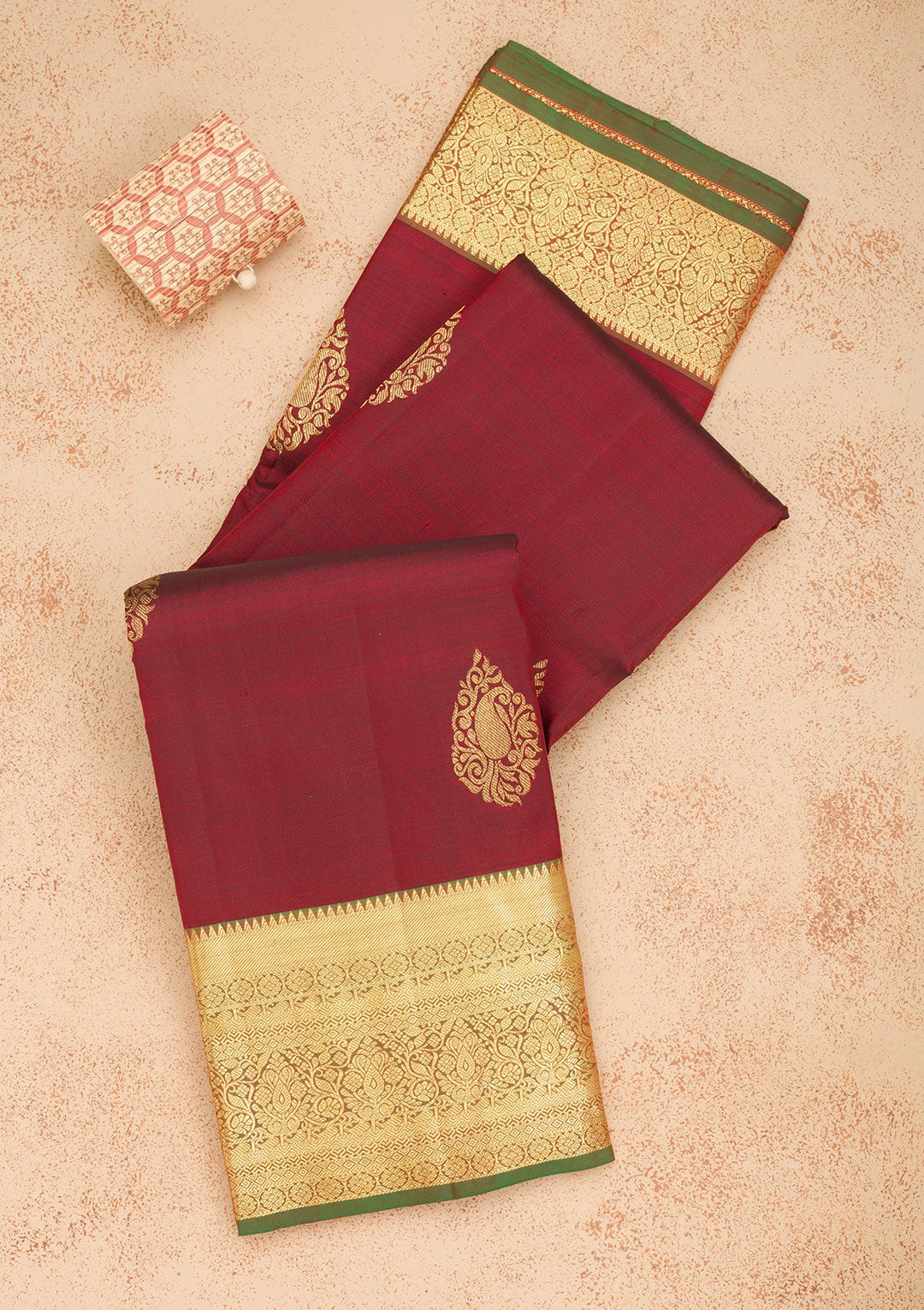 Maroon Zariwork Pure Silk Saree-Koskii