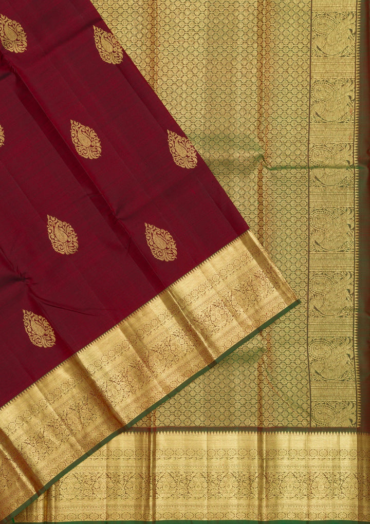 Maroon Zariwork Pure Silk Saree-Koskii