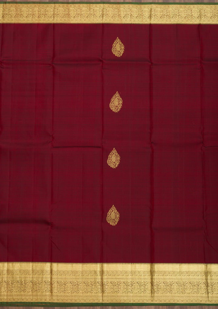 Maroon Zariwork Pure Silk Saree-Koskii