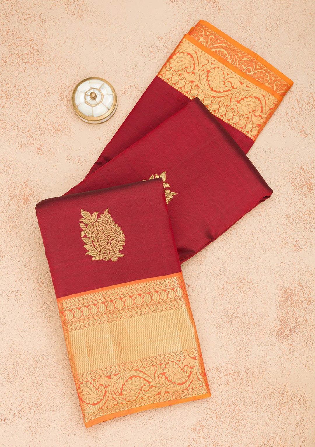 Maroon Zariwork Pure Silk Saree-Koskii
