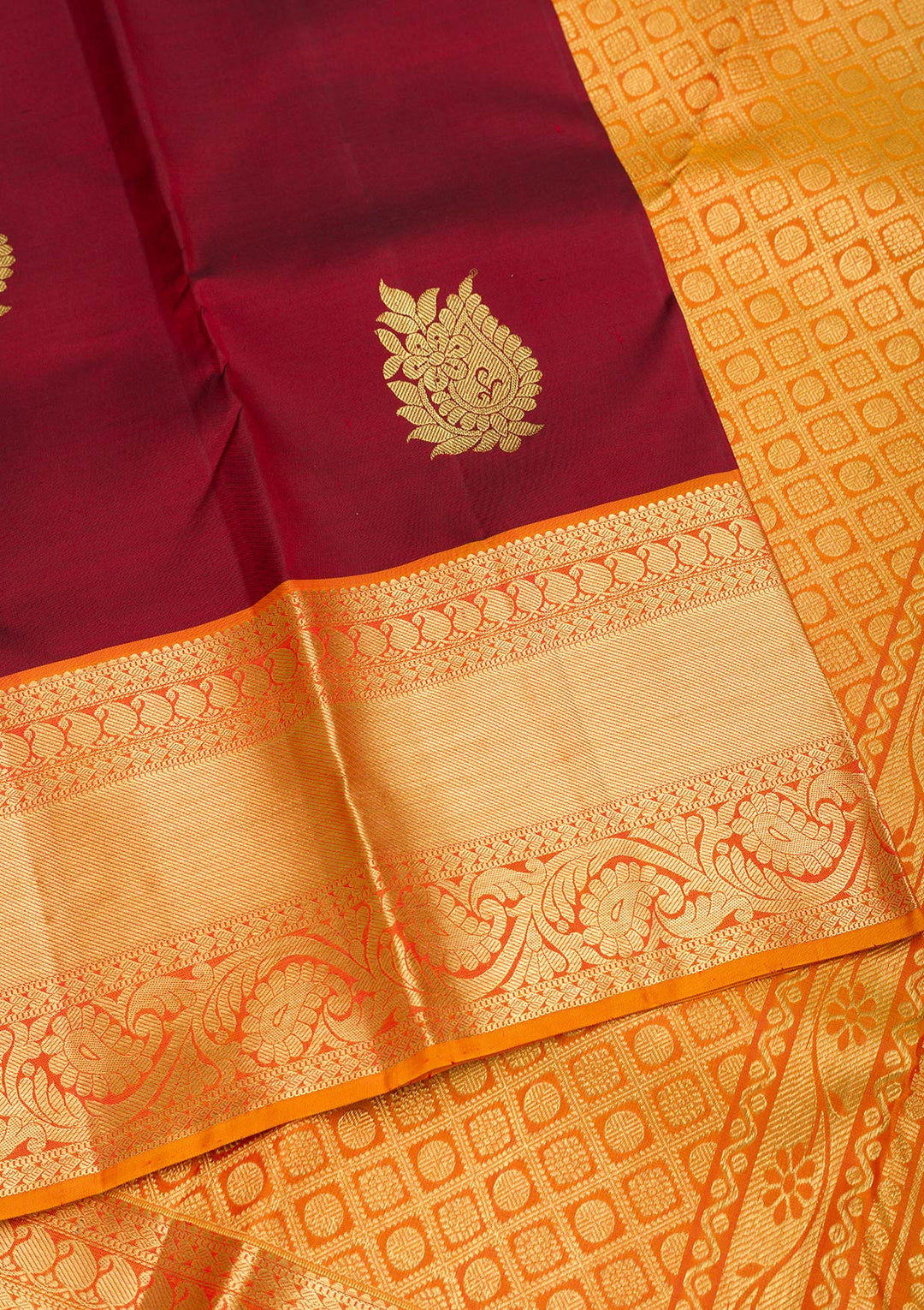 Maroon Zariwork Pure Silk Saree-Koskii