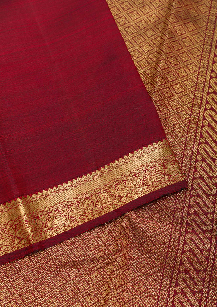 Maroon Zariwork Pure Silk Saree-Koskii