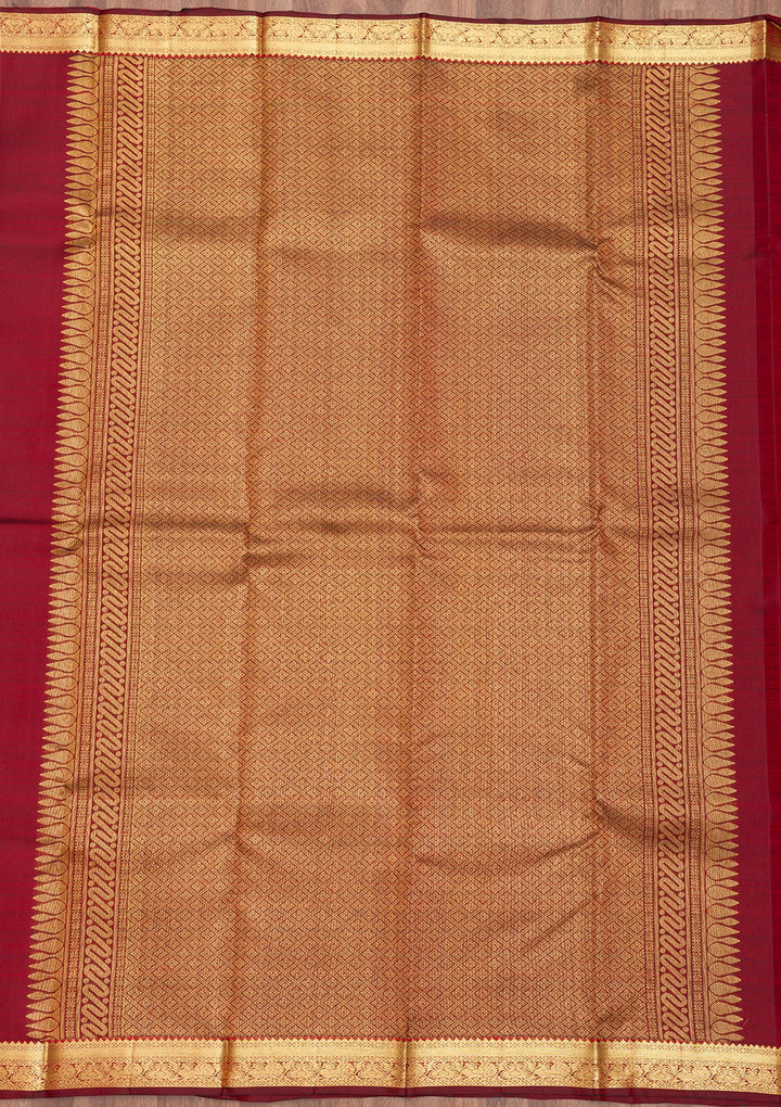 Maroon Zariwork Pure Silk Saree-Koskii