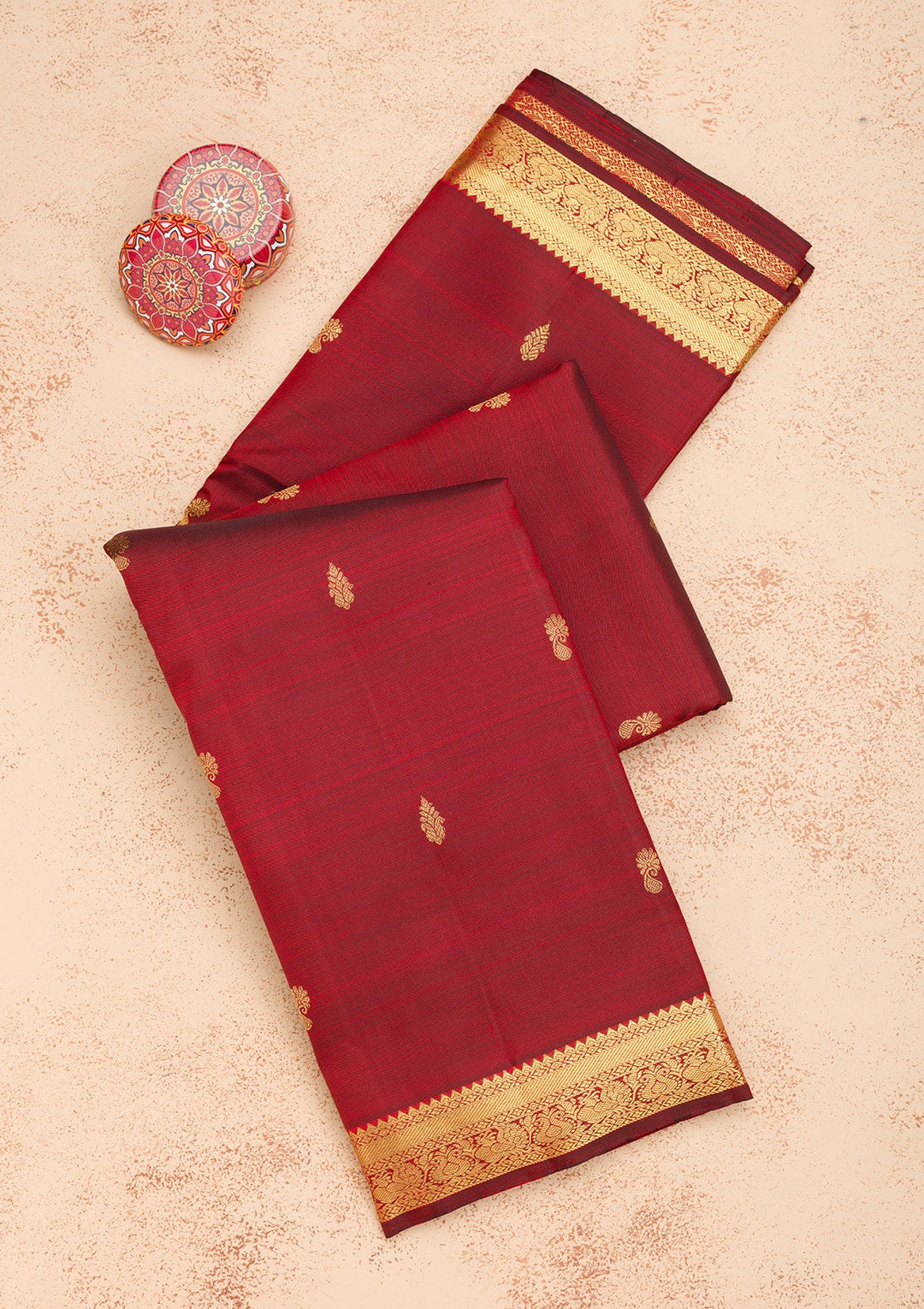 Maroon Zariwork Pure Silk Saree-Koskii