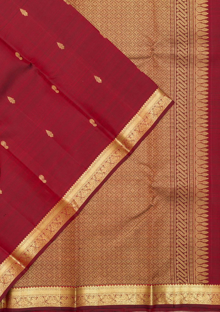 Maroon Zariwork Pure Silk Saree-Koskii