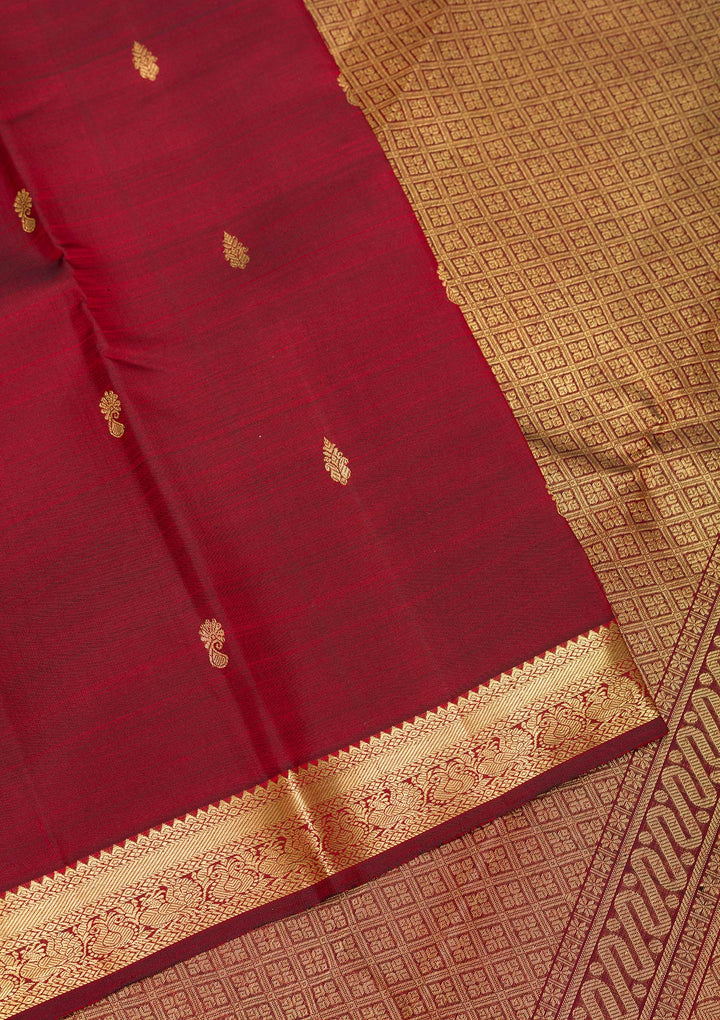 Maroon Zariwork Pure Silk Saree-Koskii