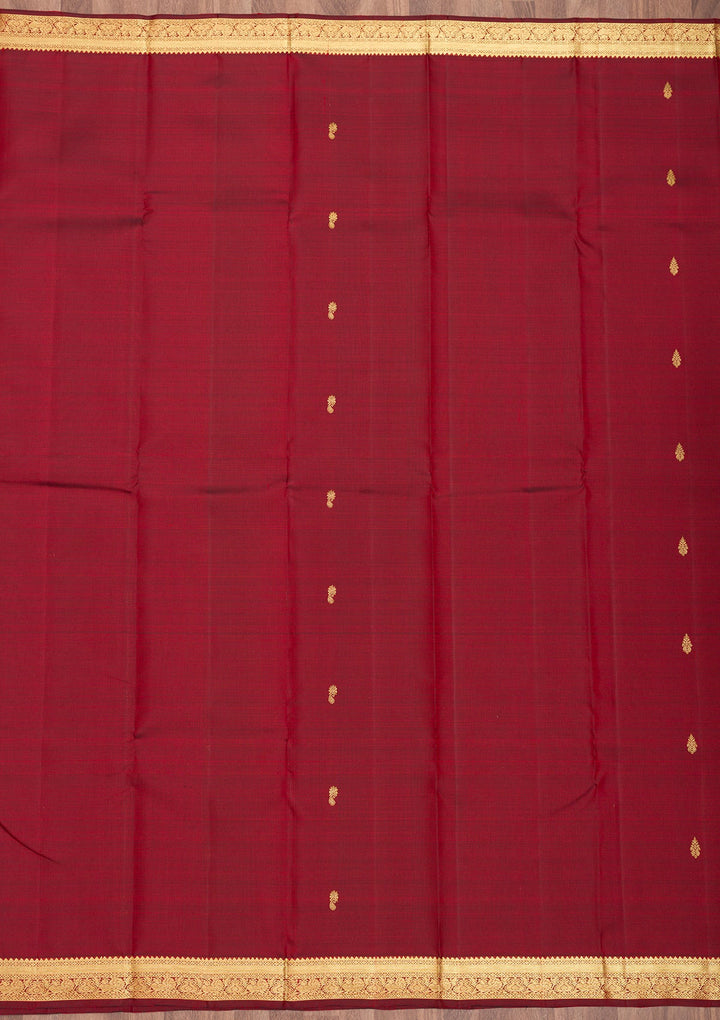 Maroon Zariwork Pure Silk Saree-Koskii