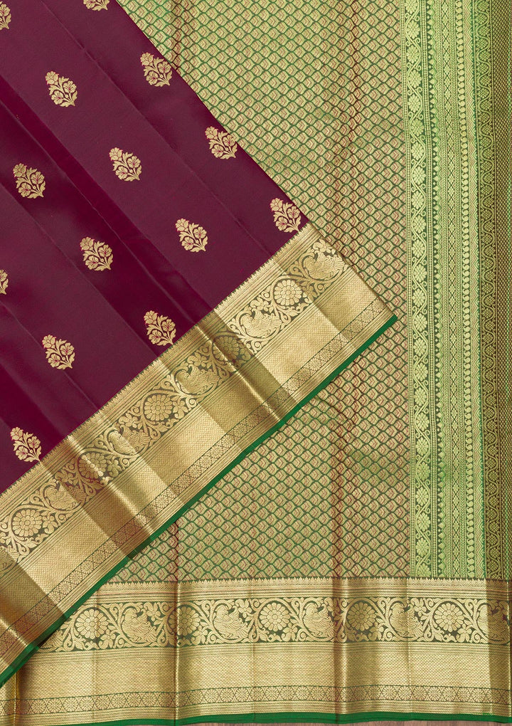 Maroon Zariwork Pure Silk Saree-Koskii