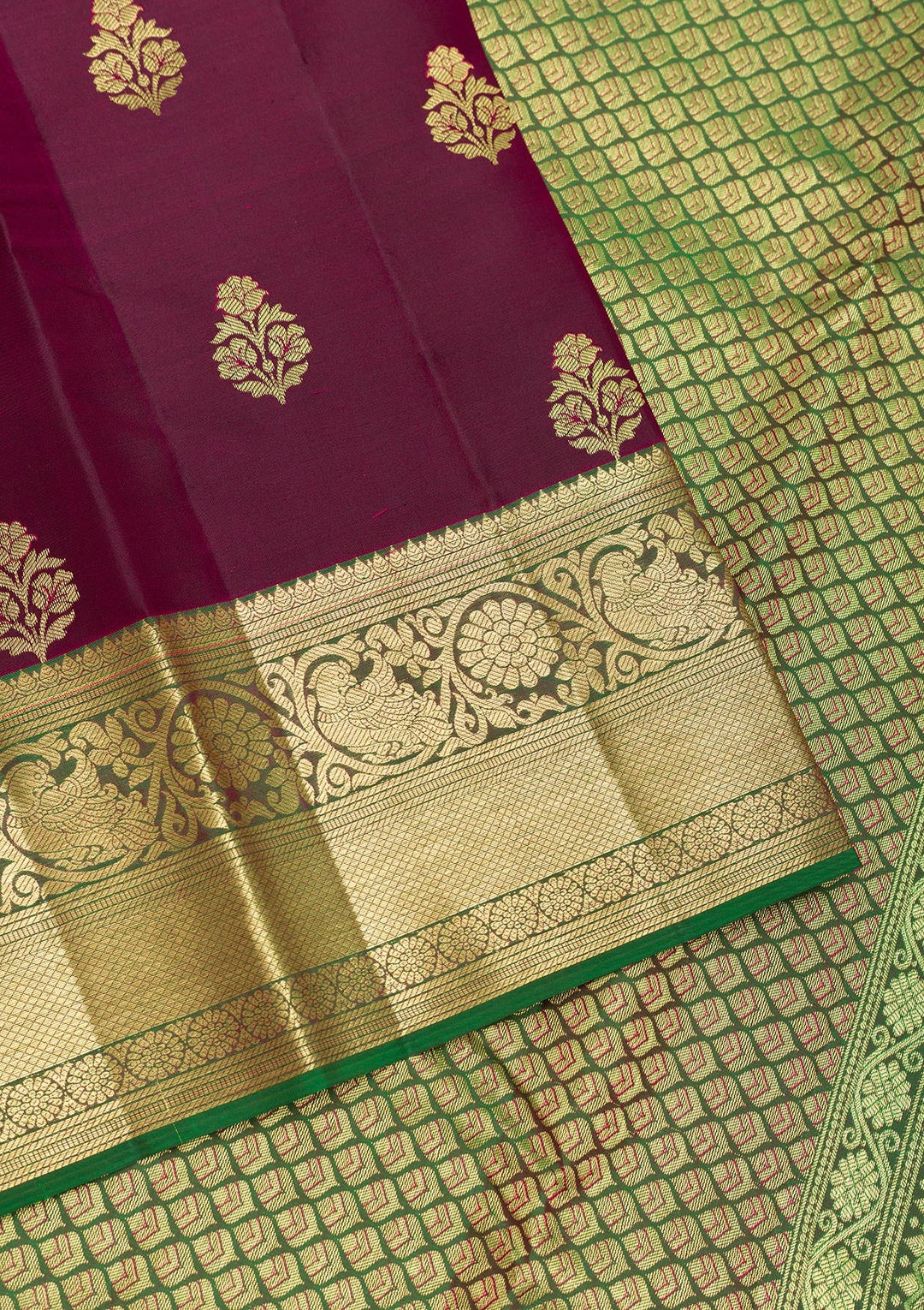 Maroon Zariwork Pure Silk Saree-Koskii