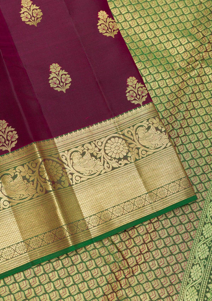 Maroon Zariwork Pure Silk Saree-Koskii