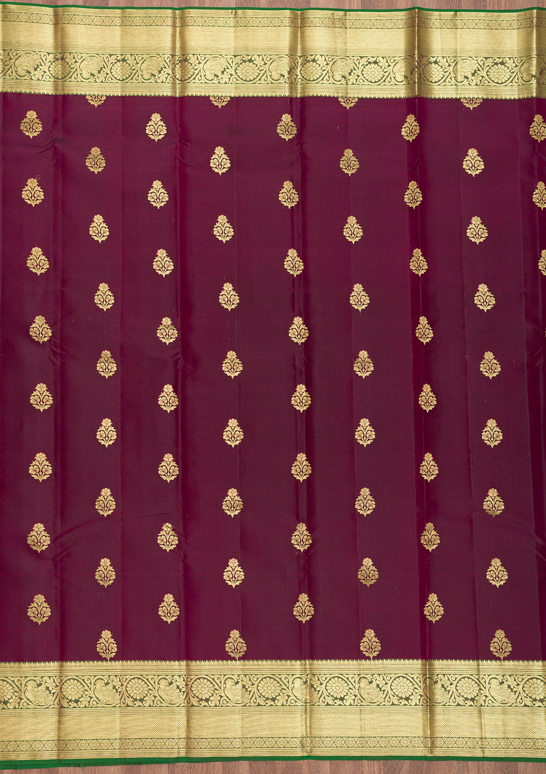 Maroon Zariwork Pure Silk Saree-Koskii