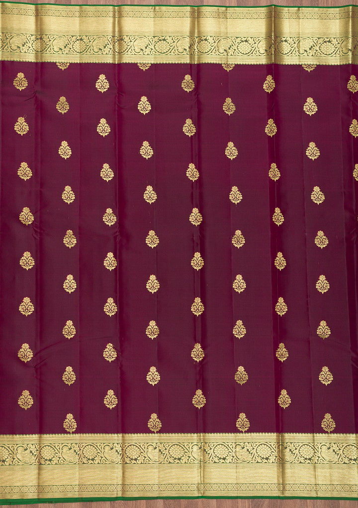 Maroon Zariwork Pure Silk Saree-Koskii