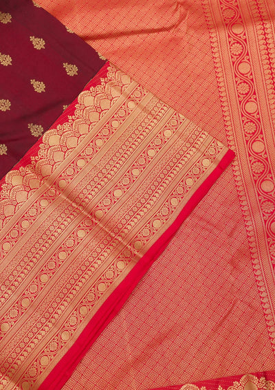 Maroon Zariwork Pure Silk Saree-Koskii