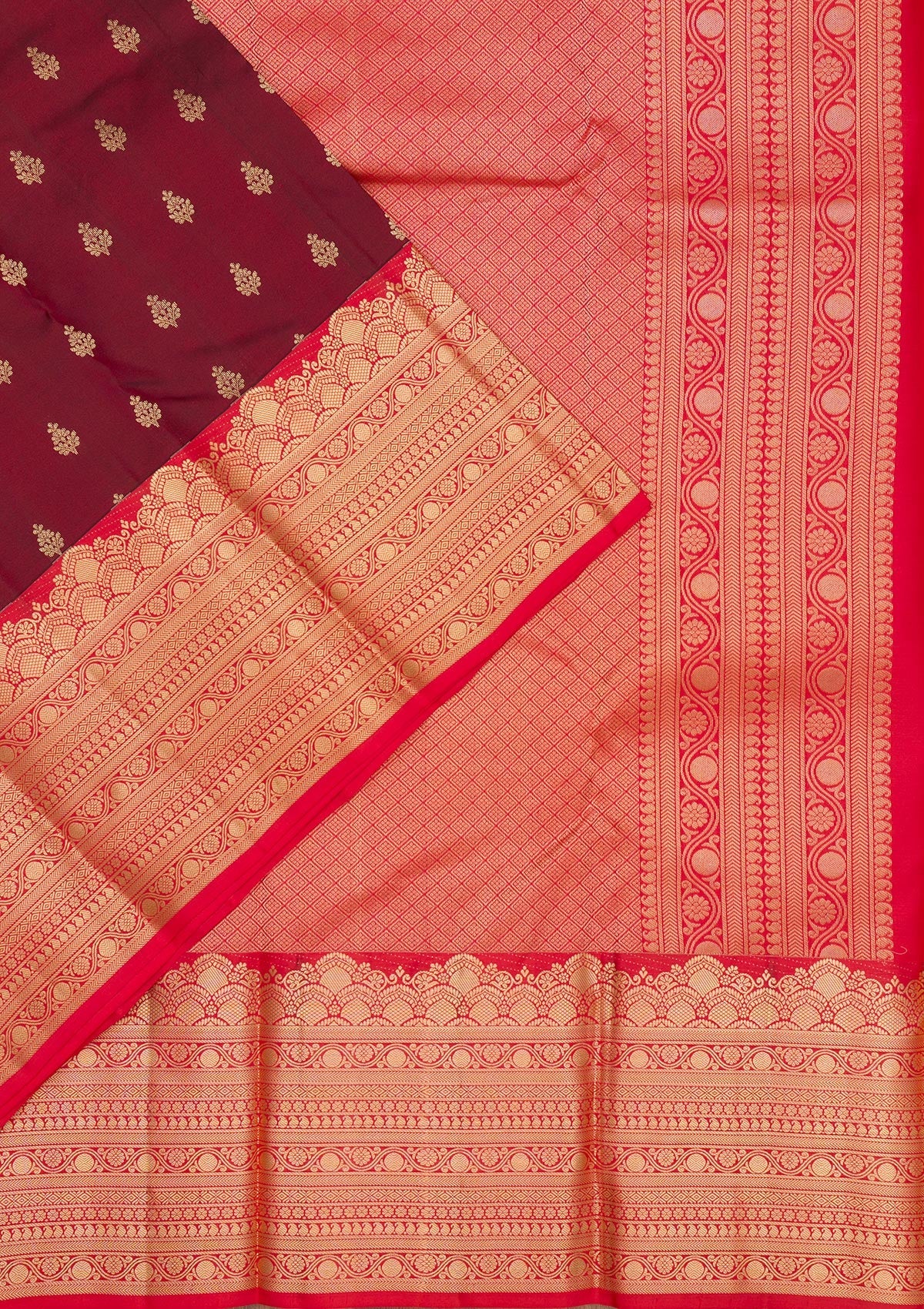 Maroon Zariwork Pure Silk Saree-Koskii