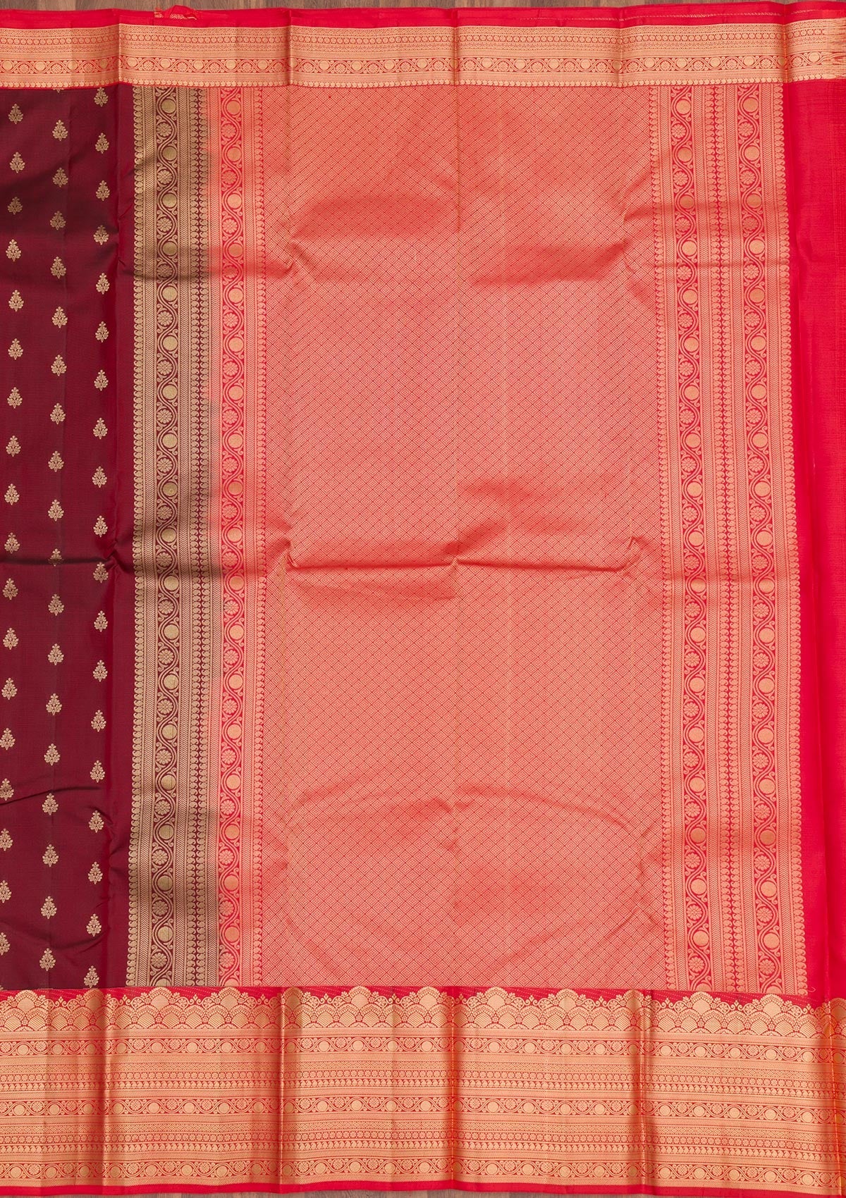 Maroon Zariwork Pure Silk Saree-Koskii