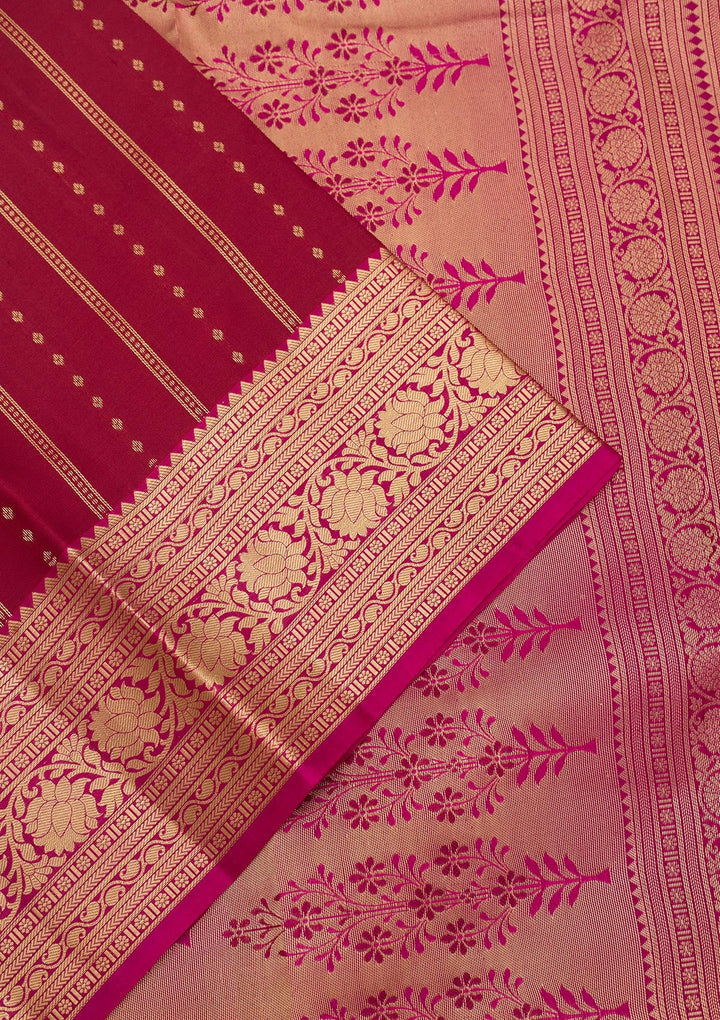 Maroon Zariwork Pure Silk Saree-Koskii