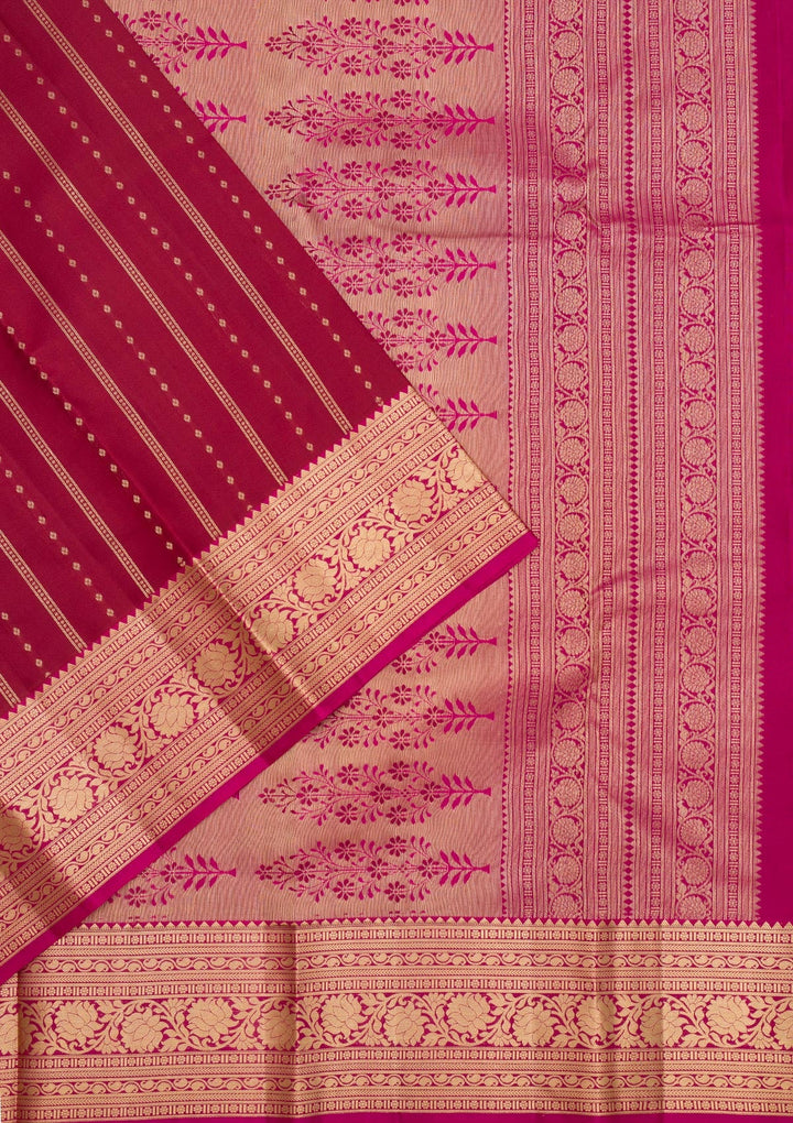 Maroon Zariwork Pure Silk Saree-Koskii